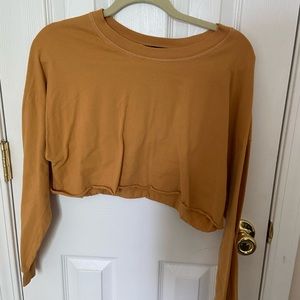 Yellow cropped long sleev top